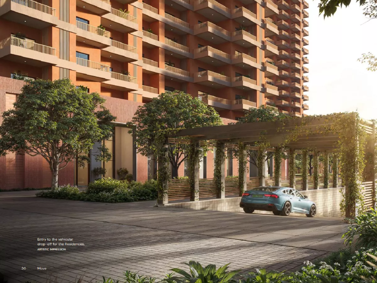 Luxury arrival plaza and covered drop-off area at Max Estate 105 Sector 105 Noida